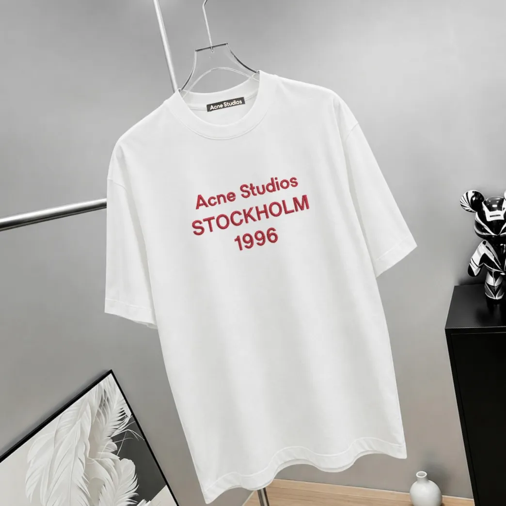 Acne*Studios*2026Ss exclusive couple Hot Sale g high-count T-shirt "different currency fabric" short-sleeved tee negative ion upper body is very comfortable, Same Style half-sleeve for men and women, dropped shoulders and loose fit Color: Black White Coffee Brown Size: S (90-130 pounds) M (125-150 pounds) L (135-165 pounds) XL (160-190 pounds) XXL (185 pounds)
